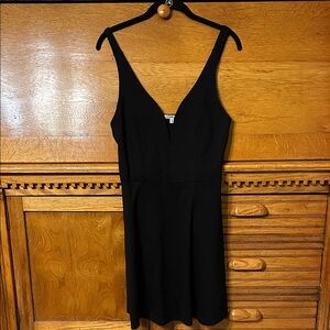 Charlotte Russe Black Deep V-Neck Sleeveless Mini Dress Fit & Flare Skater Style